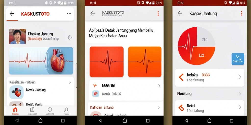 Antarmuka pengguna KASKUSTOTO menampilkan grafik detak jantung yang interaktif.
