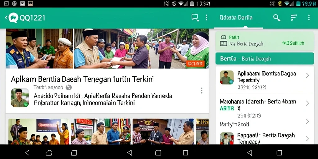 Antarmuka aplikasi QQ1221 menampilkan berita daerah terkini secara jelas.
