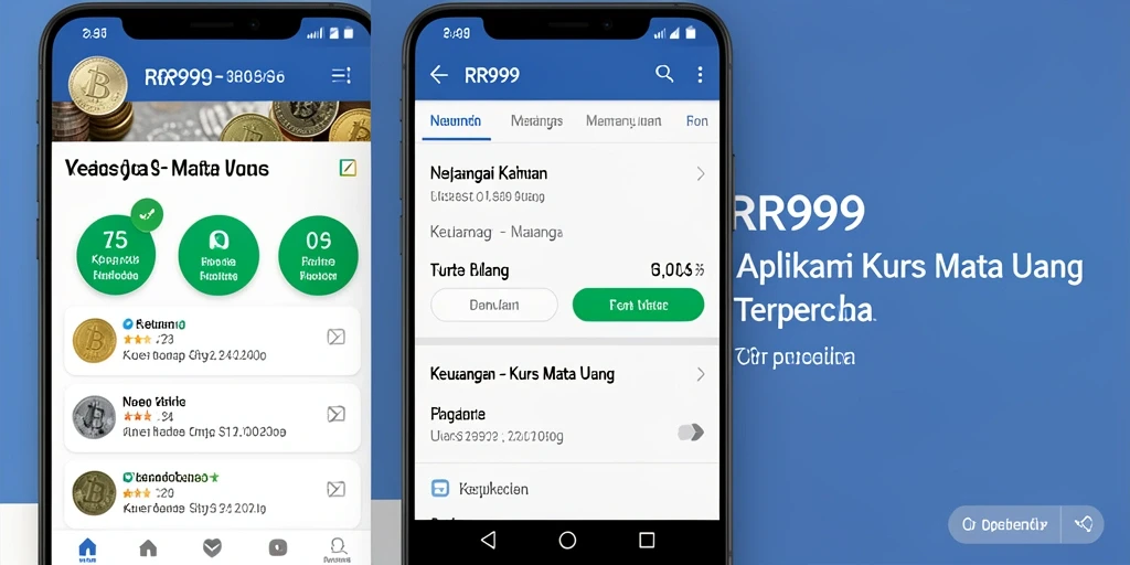 Tampilan antarmuka utama RR999 dengan fitur Kurs Mata Uang yang informatif.