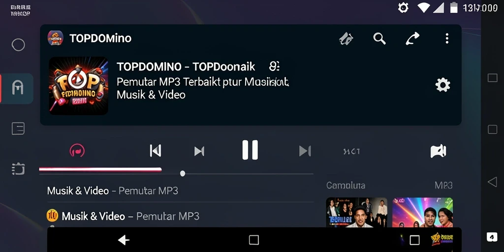 Tampilan antarmuka pengguna aplikasi Pemutar MP3 yang menarik dan fungsional.